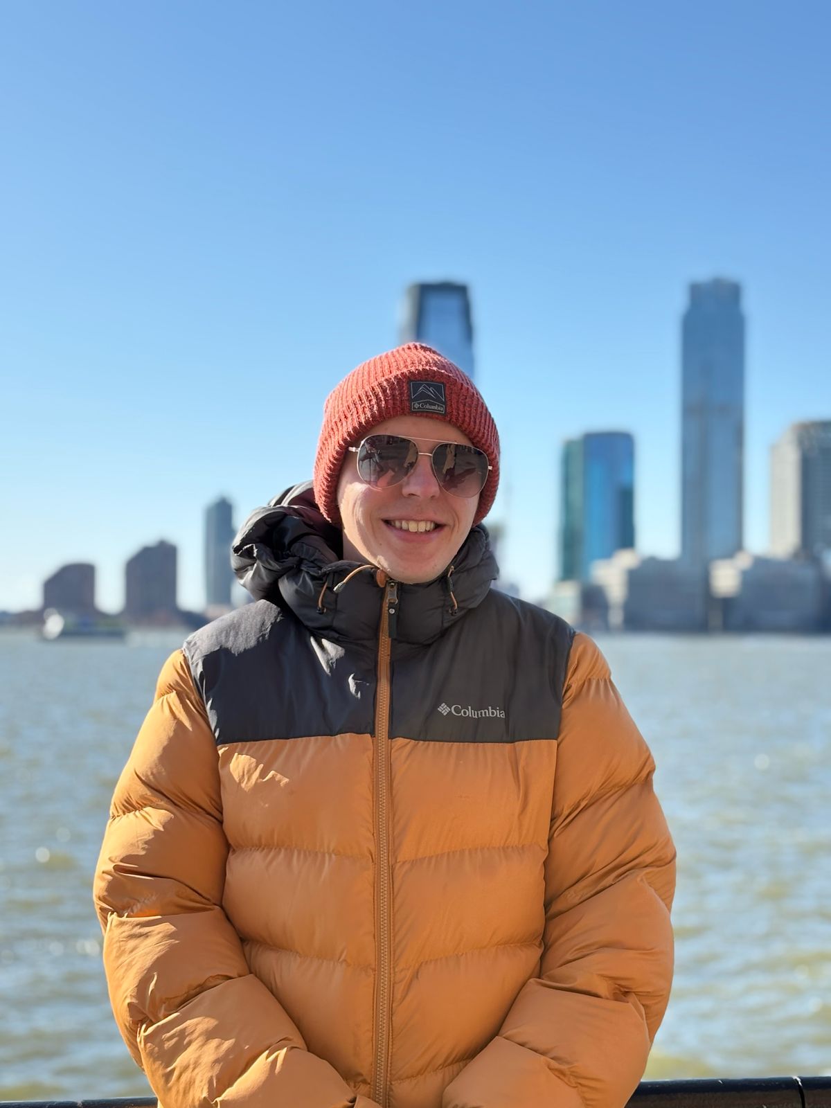 a picture of me standing in the Hudson River near the bay in New York City.